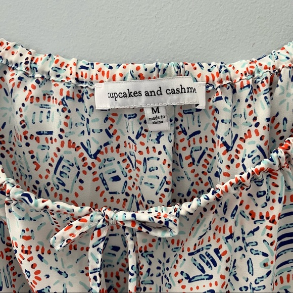 Cupcakes and Cashmere Off the Shoulder Blouse Womens Medium M Confetti Print - Picture 2 of 9